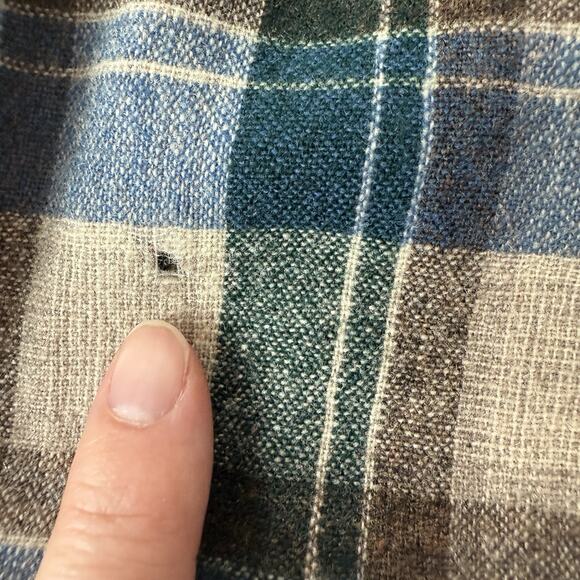 Vintage Pendleton Board Shirt Men Lg Blue Brown Wool Loop Collar Flannel 60s - Picture 8 of 14
